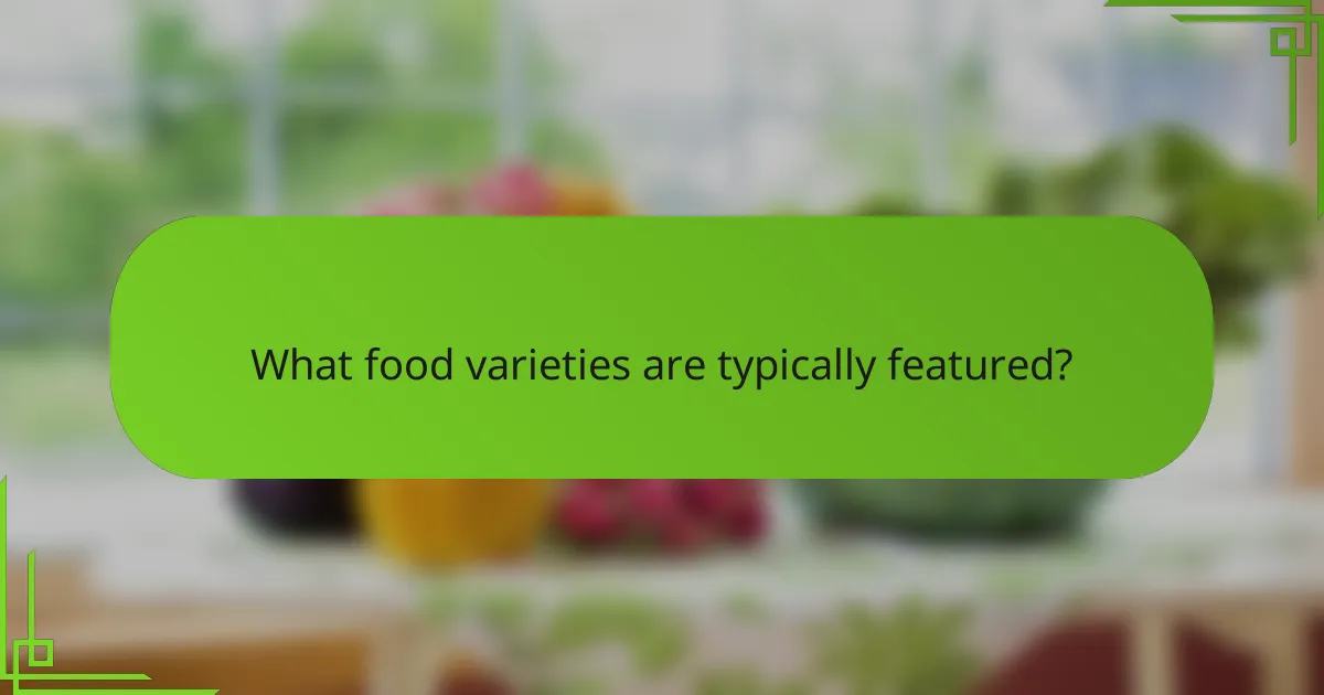What food varieties are typically featured?